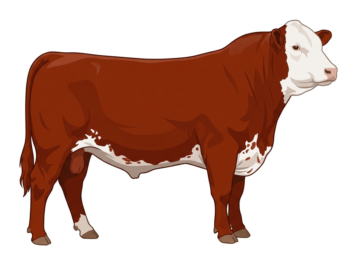 Red with a white face and ticking in the white SimAngus Bull