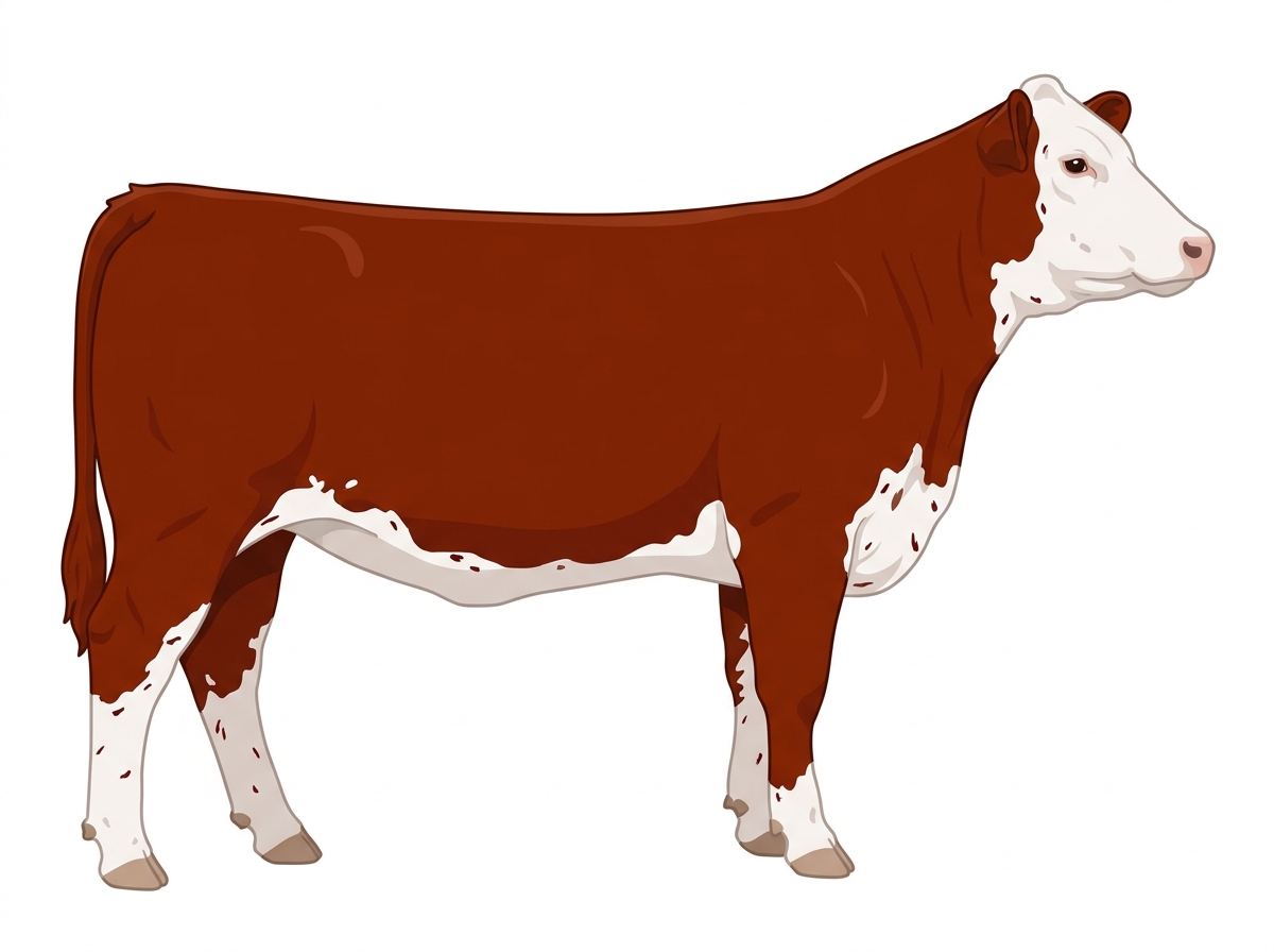 Red with a white face and ticking in the white SimAngus Heifer