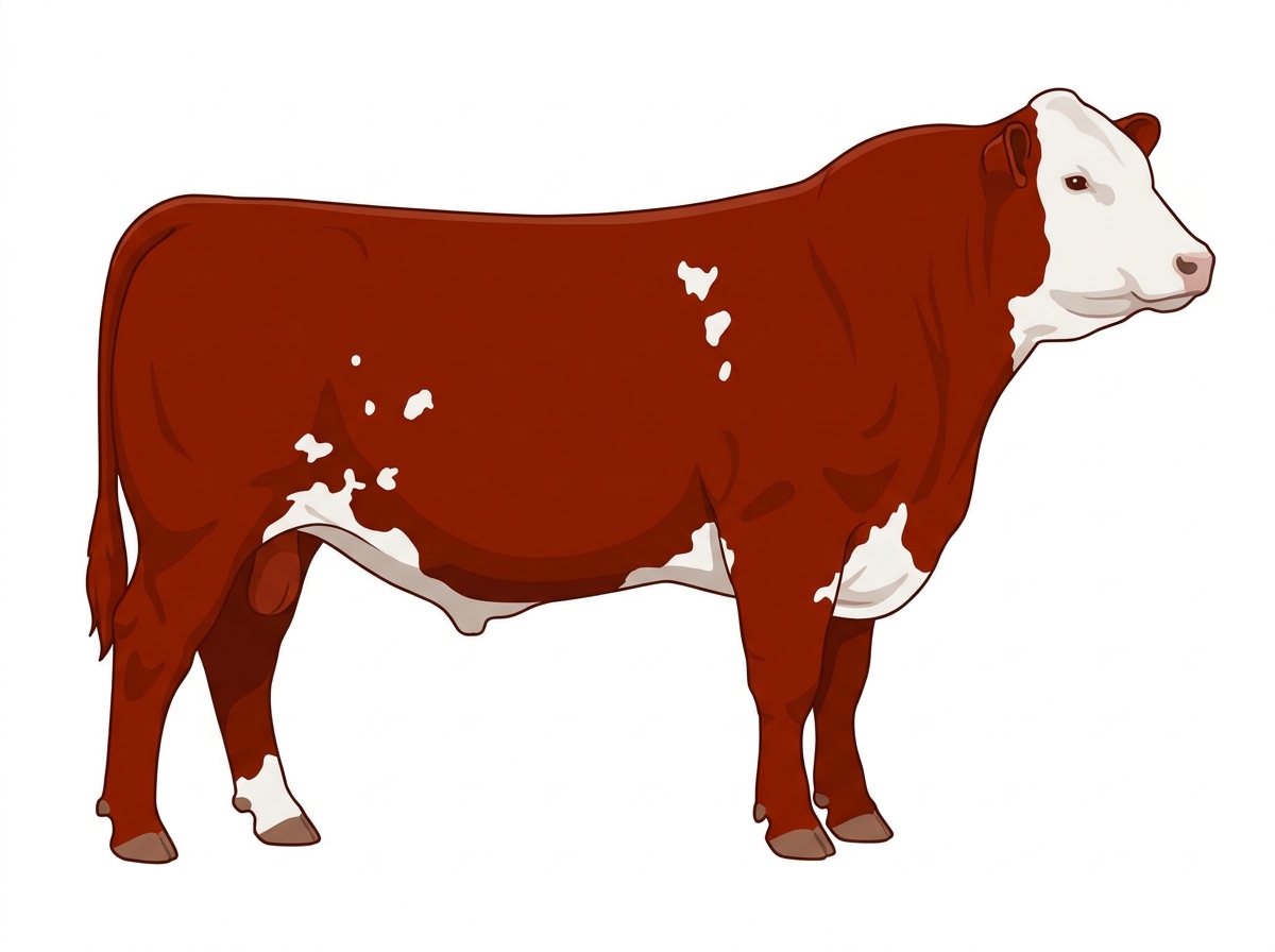 Red with a white face and white spots SimAngus Bull