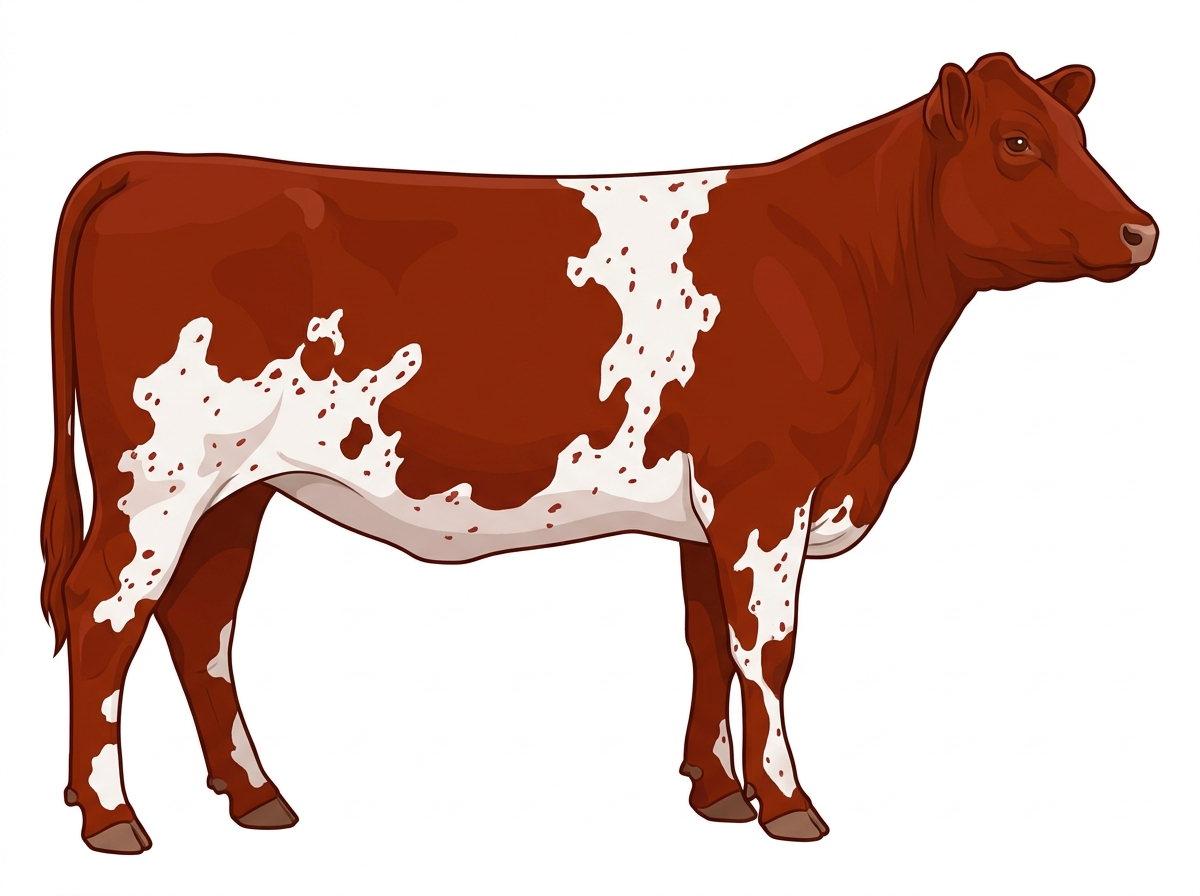 Red with ticking in the white SimAngus Heifer