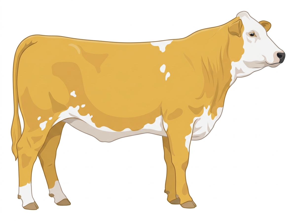 Gold with a white face and a few white spots Simbrah Heifer