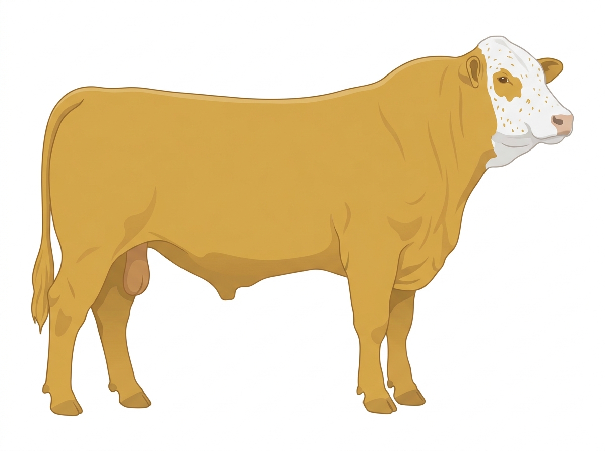 Gold with a white face and ticking in the white Simbrah Bull