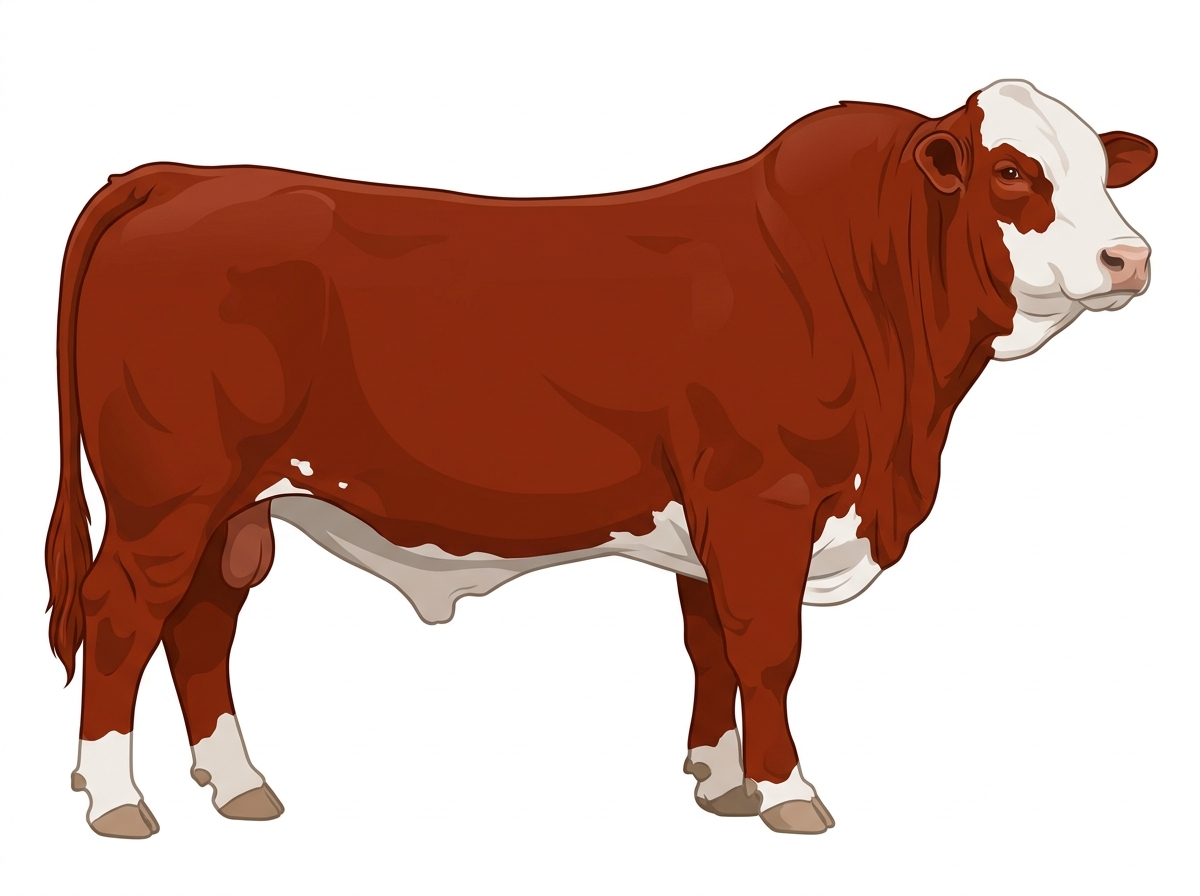 Red with a white face and a few white spots Simbrah Bull