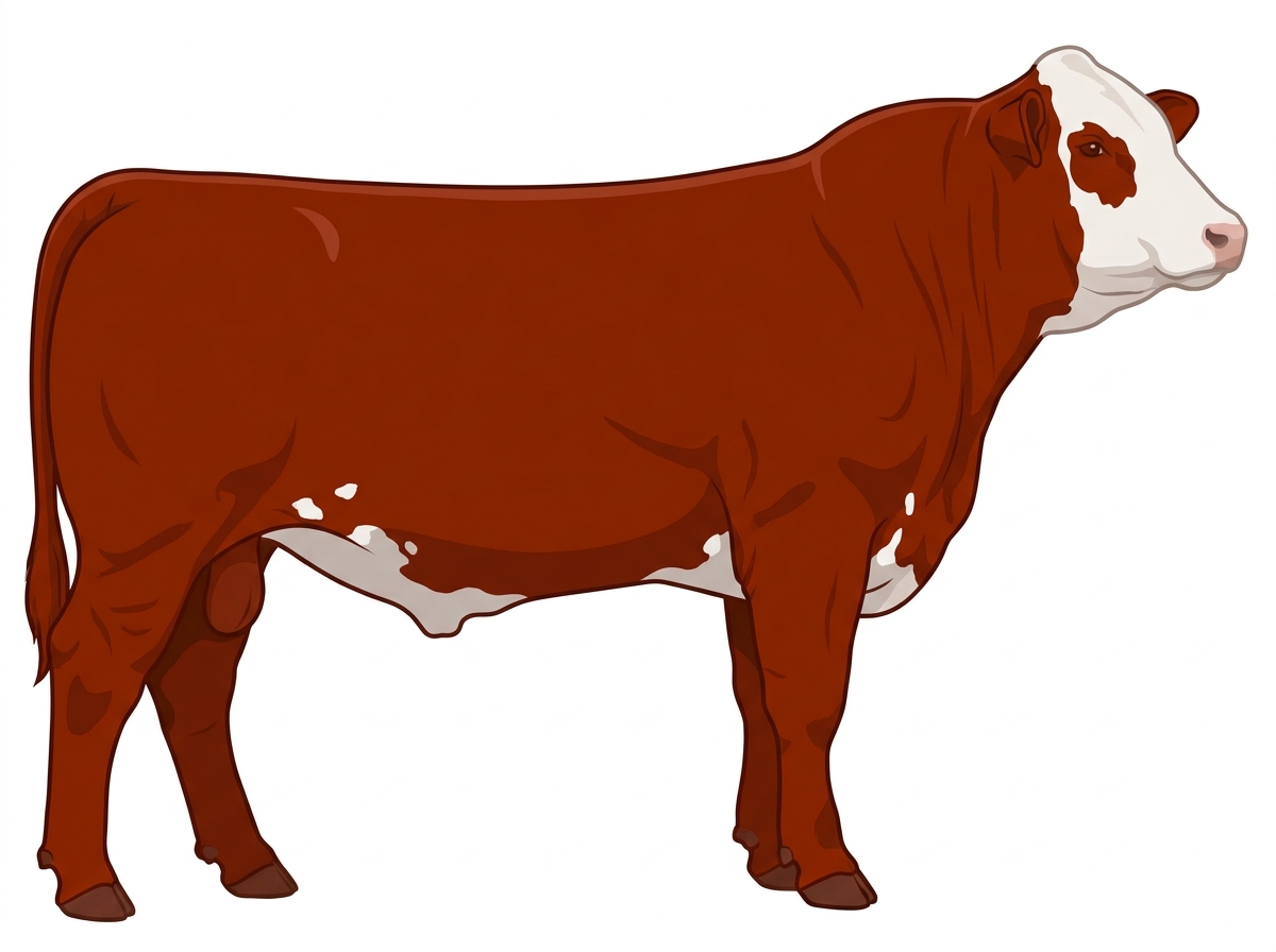 Red with a white face and a few white spots Simbrah Steer