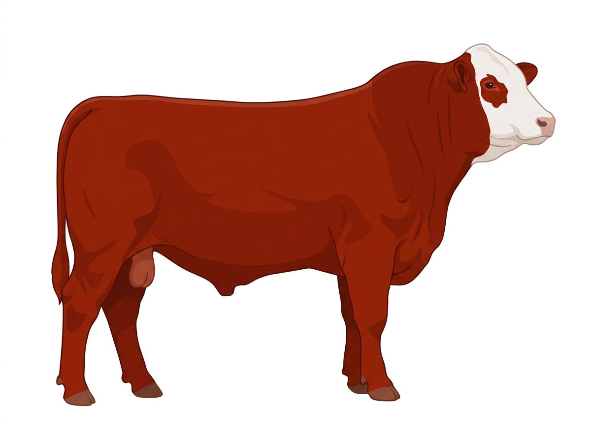 Red with a white face Simbrah Bull