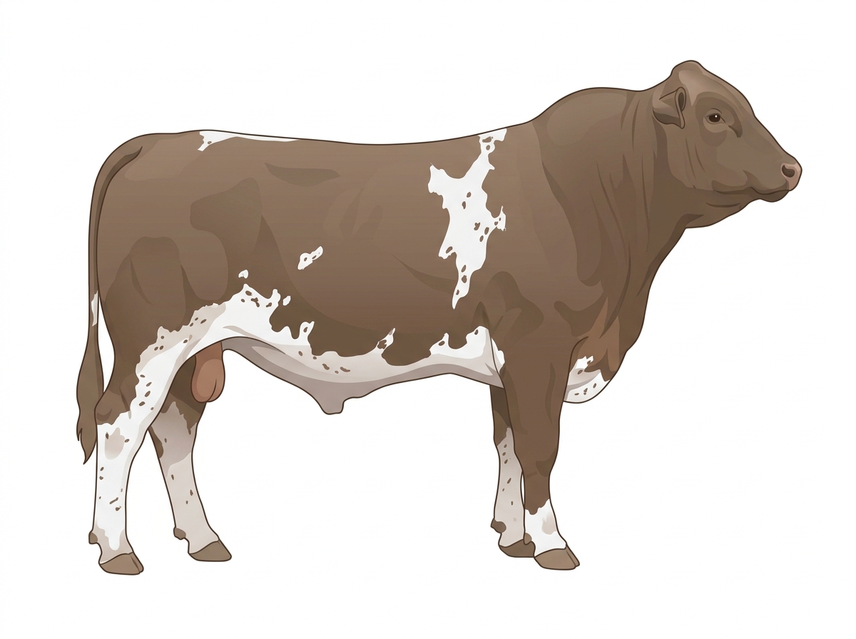 Smoky with a few white spots and ticking in the white Simbrah Bull