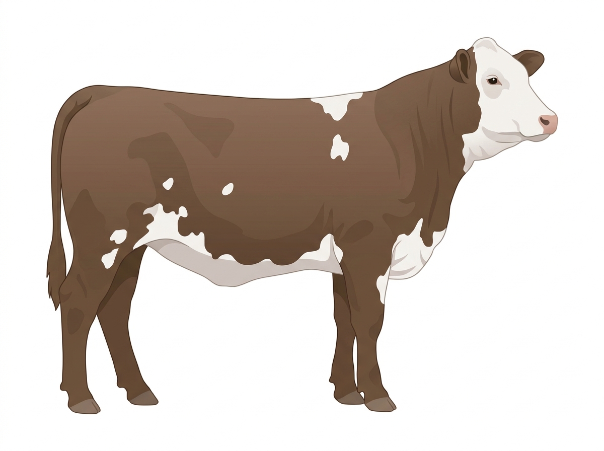 Smoky with a white face and white spots Simbrah Heifer