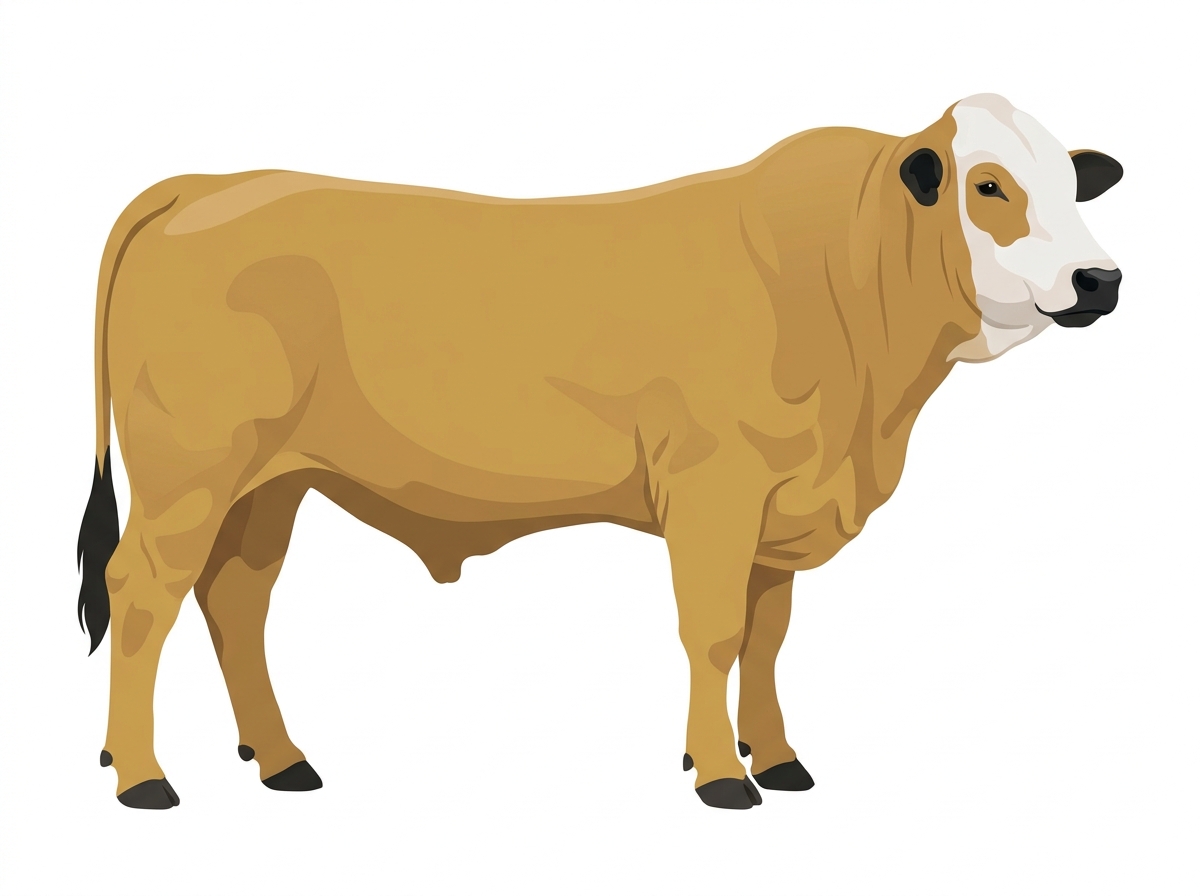 Tan with black points and a white face Simbrah Bull