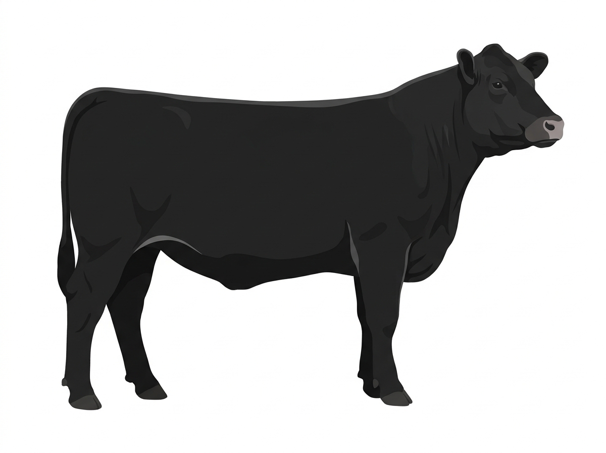 Black with a pale muzzle ring and lighter underline Simmental Cross Cow