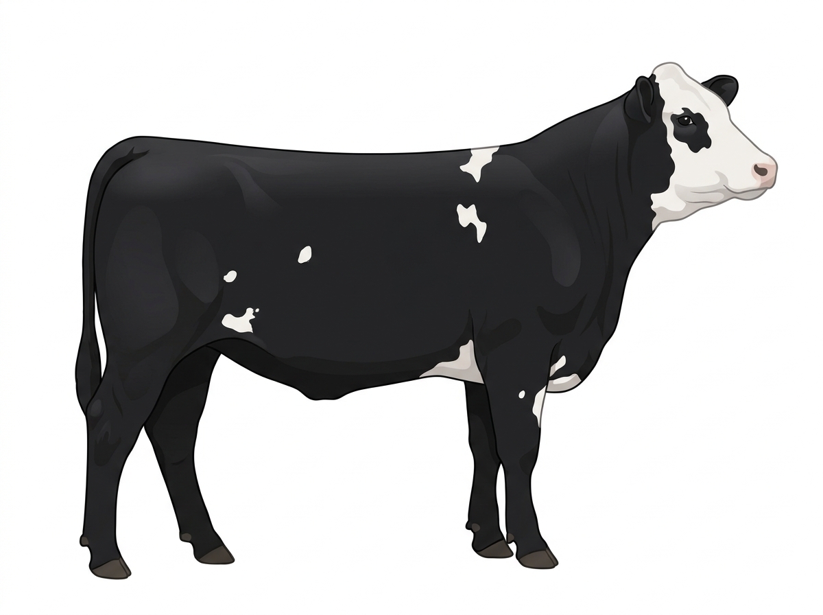 Black with a white face and a few white spots Simmental Cross Heifer