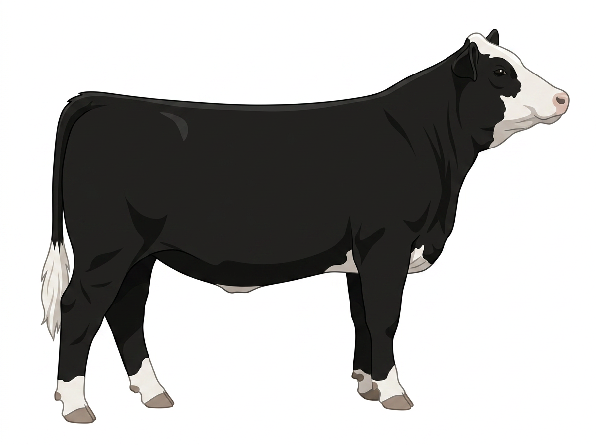 Black with minimal spotting Simmental Cross Heifer