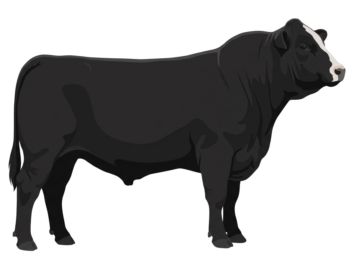 Black with minimal white face markings Simmental Cross Bull