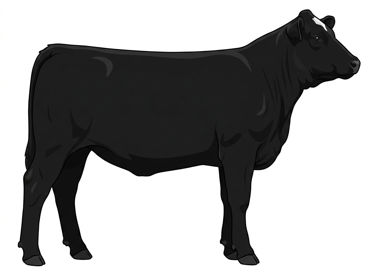 Black with minimal white face markings Simmental Cross Heifer