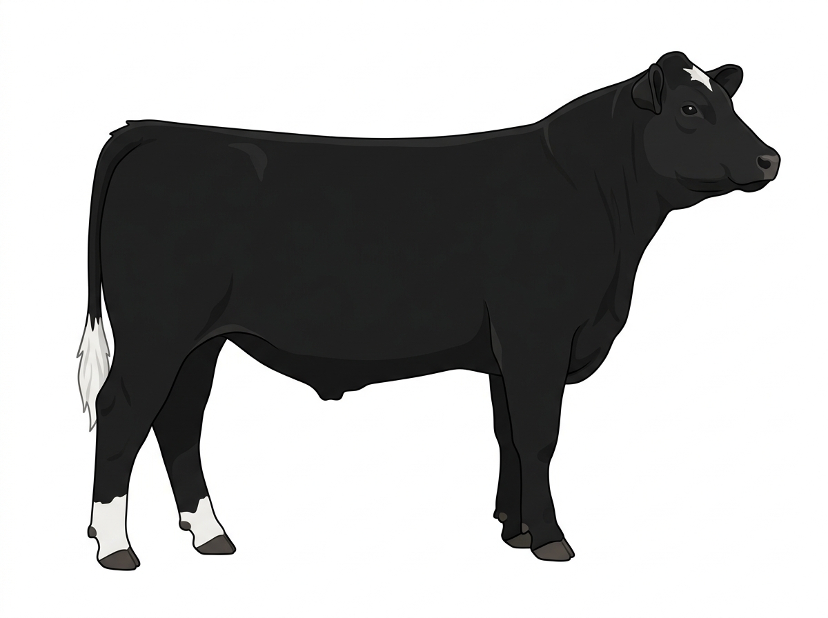 Black with minimal white markings Simmental Cross Steer