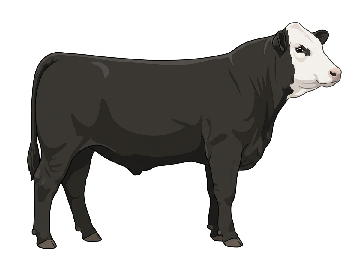 Black with white face Simmental Cross Steer