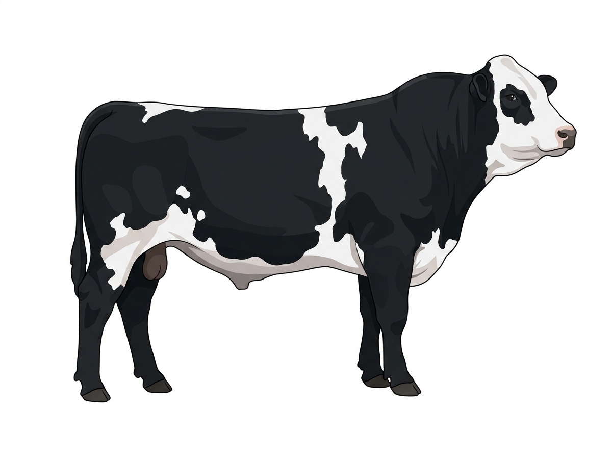 Black with white in large patches Simmental Cross Bull