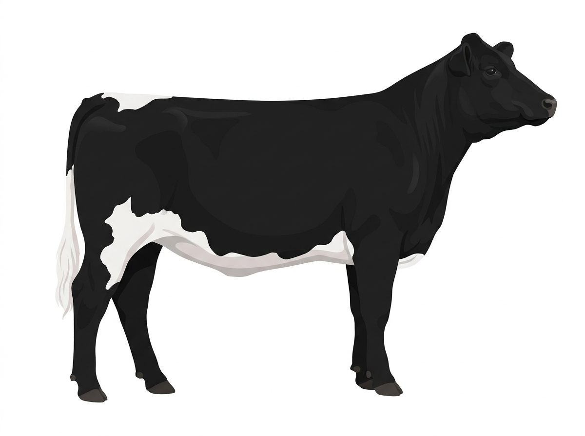 Black with white in large patches Simmental Cross Heifer