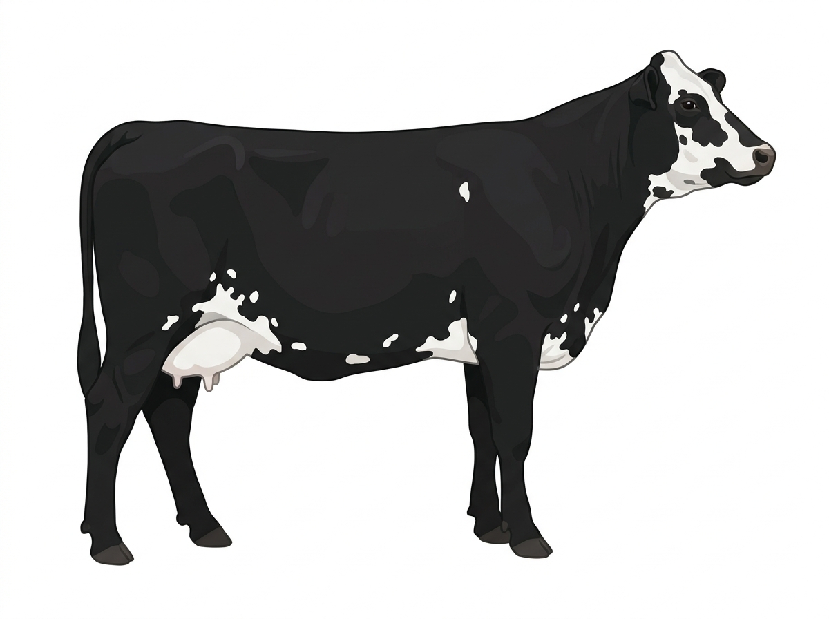 Black with white spots Simmental Cross Cow