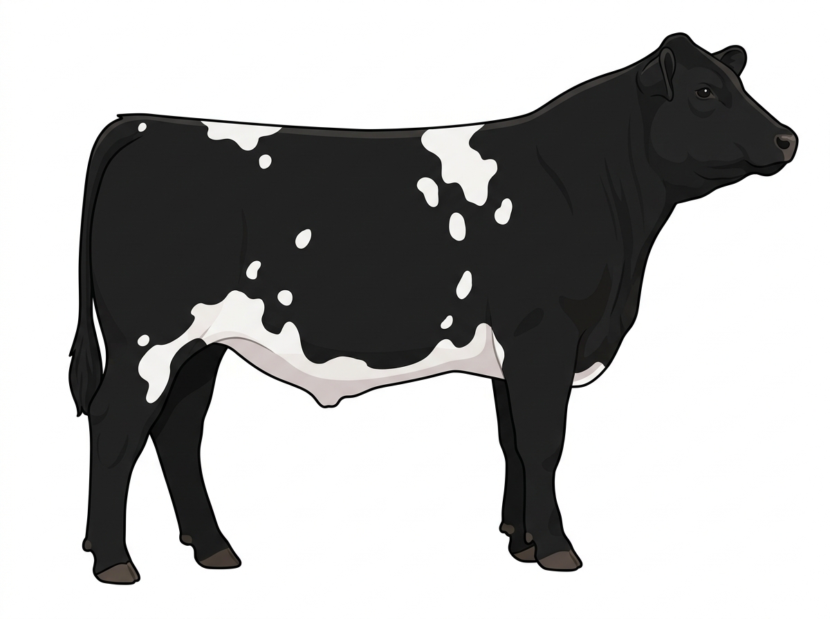 Black with white spots Simmental Cross Steer