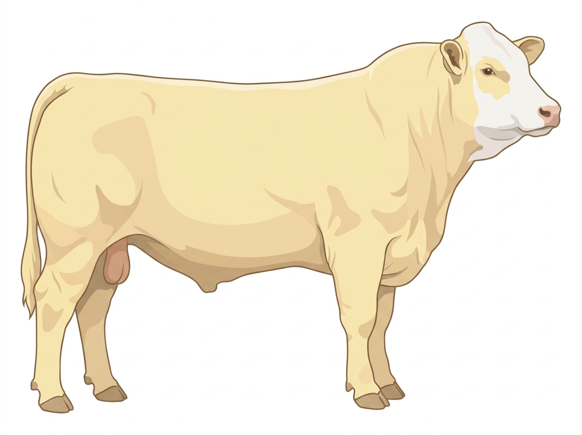 Cream with a partial white face Simmental Cross Bull