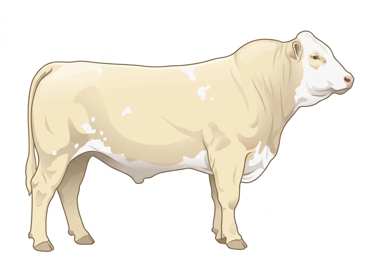 Cream with a white face and a few white spots Simmental Cross Bull