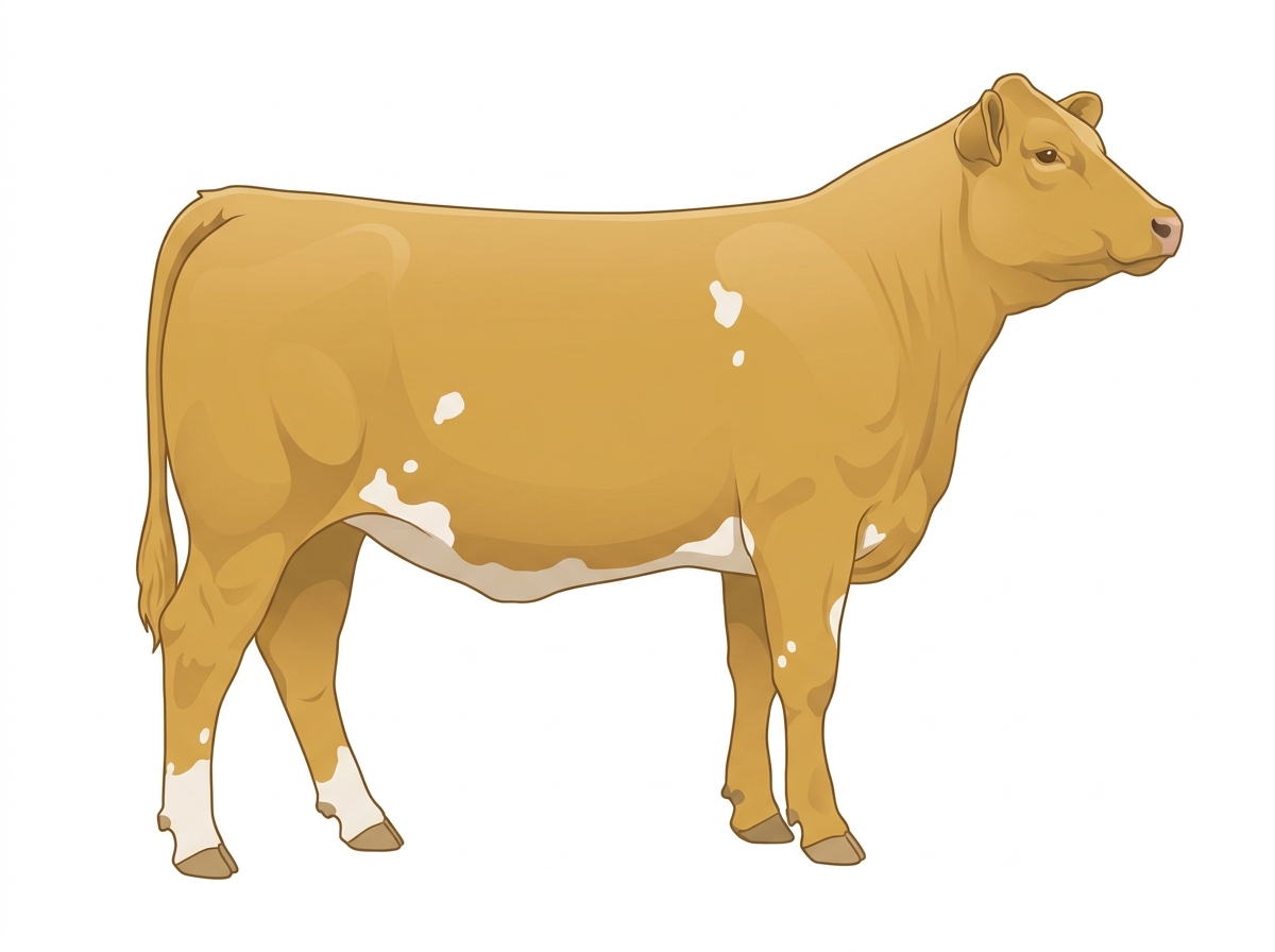 Gold with a few white spots Simmental Cross Heifer