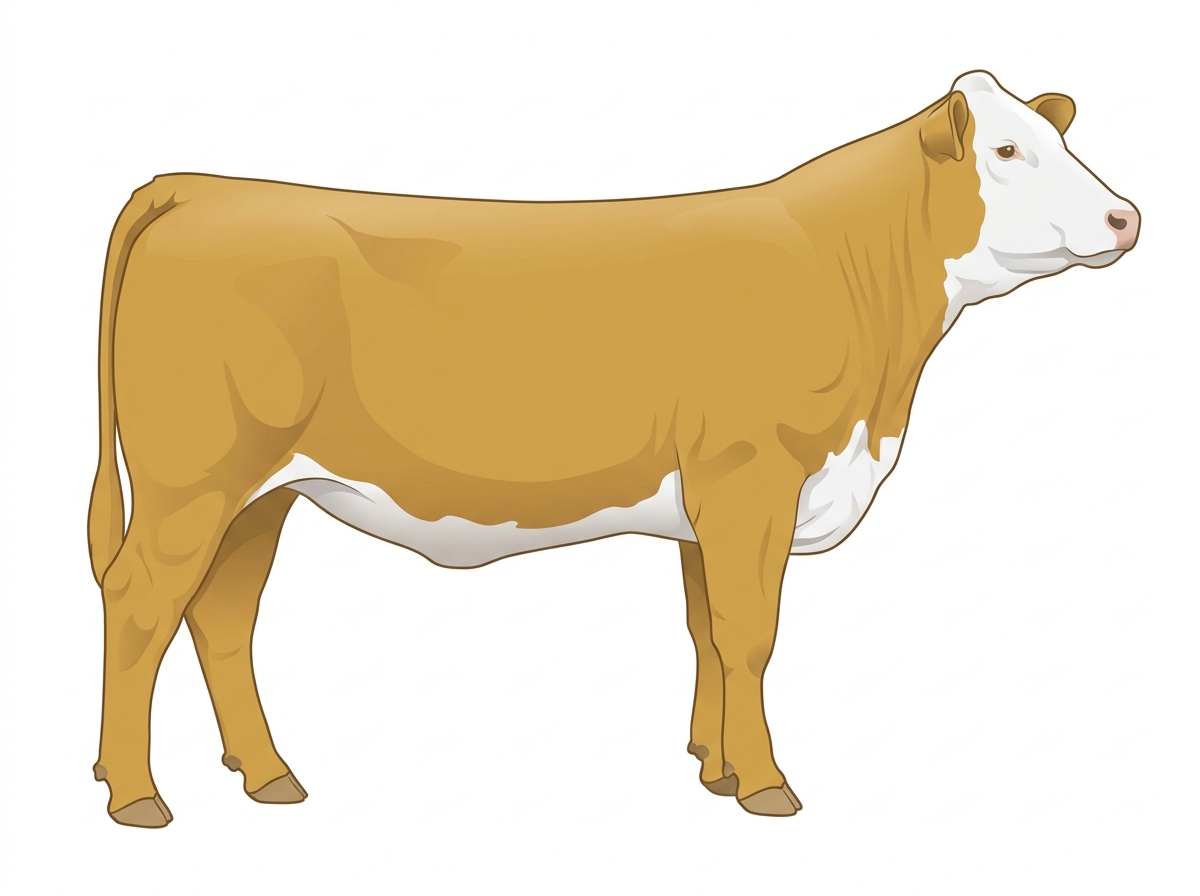 Gold with a full white face, white brisket and underline Simmental Cross Heifer