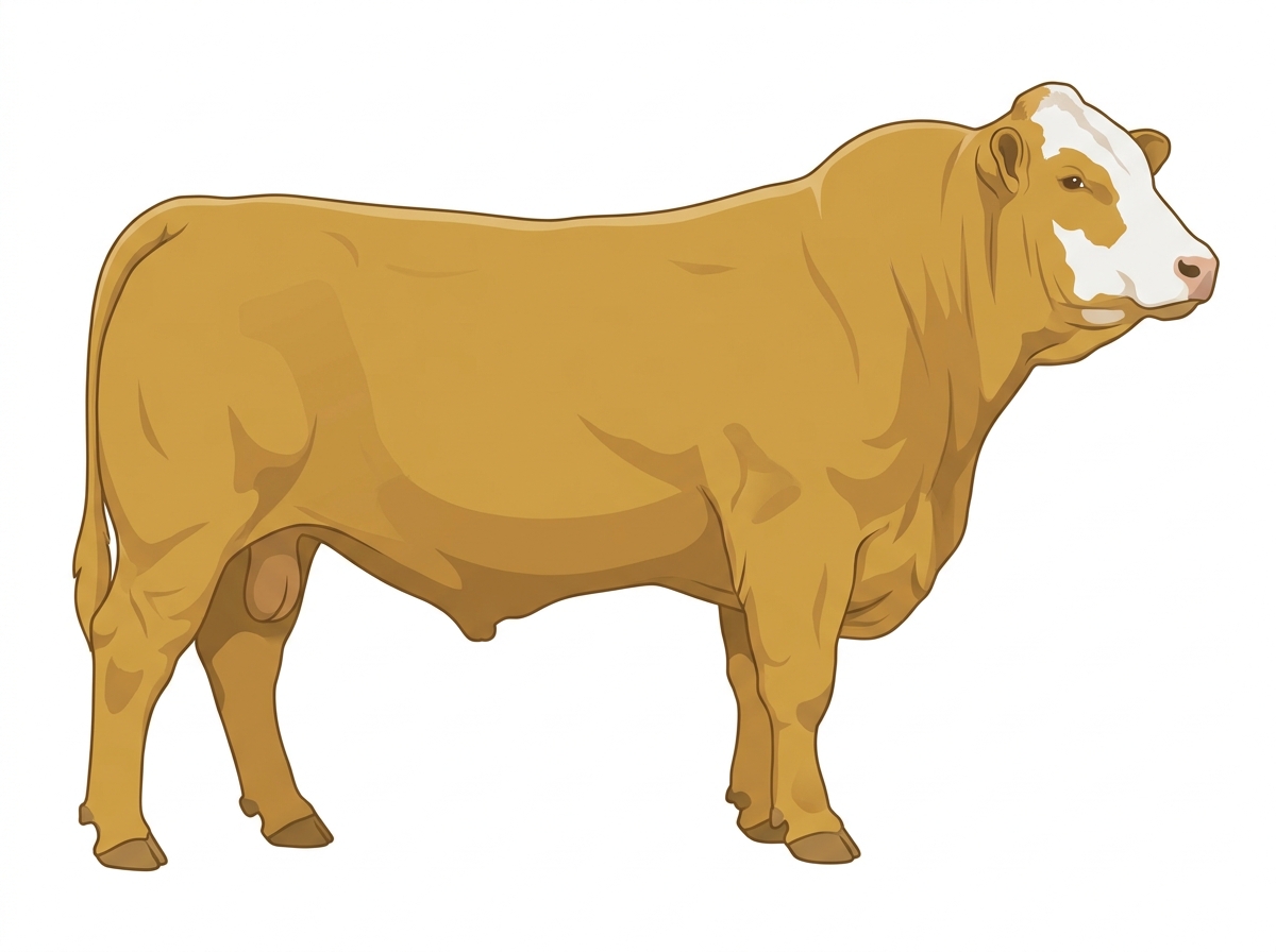 Gold with a partial white face Simmental Cross Bull