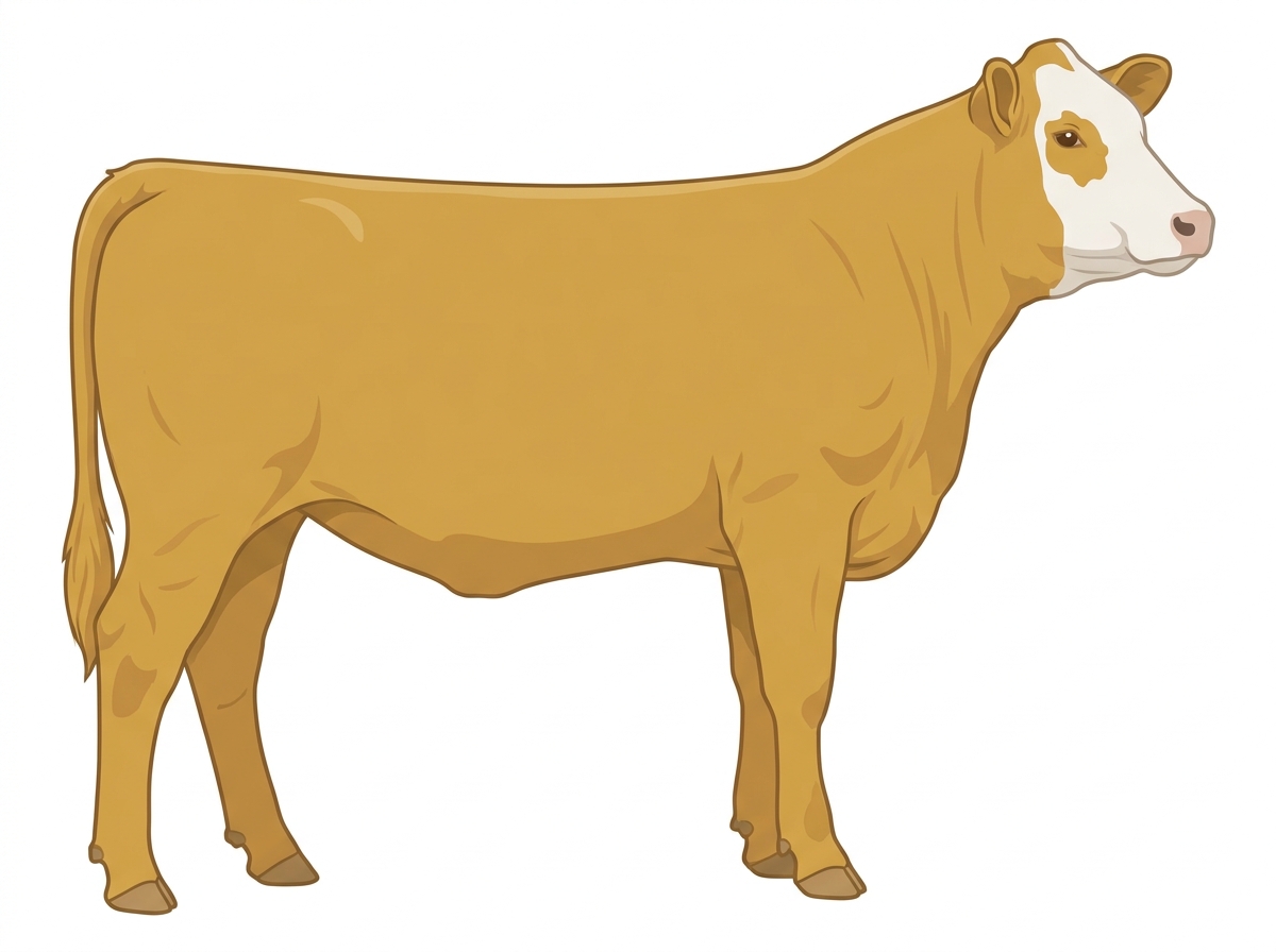 Gold with a partial white face Simmental Cross Heifer