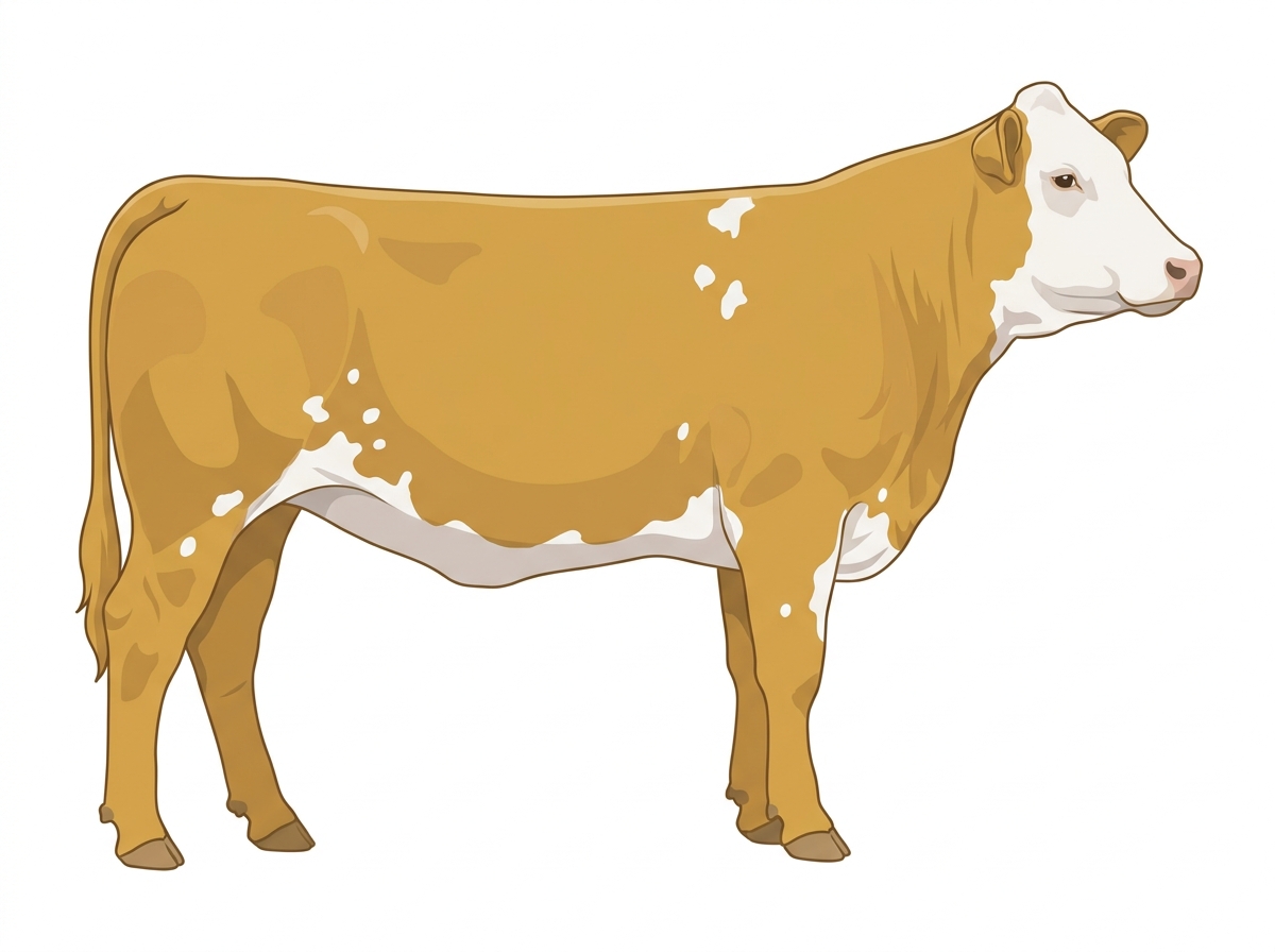 Gold with a white face and a few white spots Simmental Cross Heifer