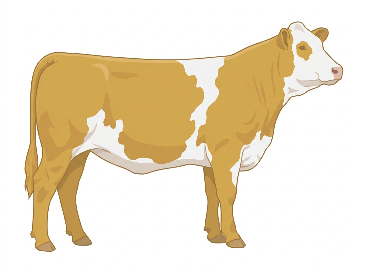 Gold with a white face and white in large patches Simmental Cross Heifer
