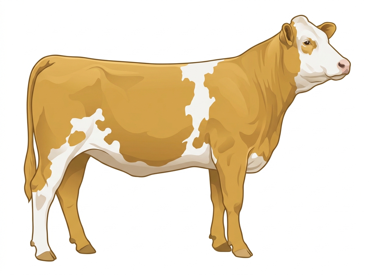 Gold with a white face and white spots Simmental Cross Heifer