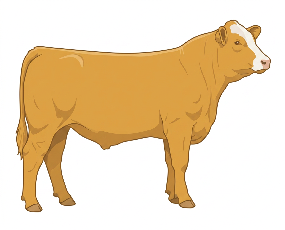 Gold with partial white face Simmental Cross Steer