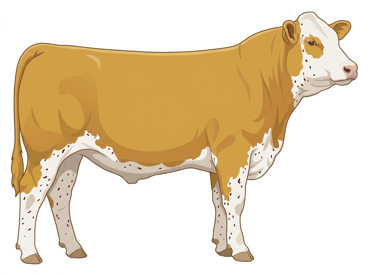 Gold with ticking in the white Simmental Cross Steer