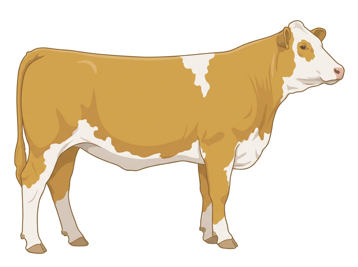 Gold with white in large patches Simmental Cross Heifer