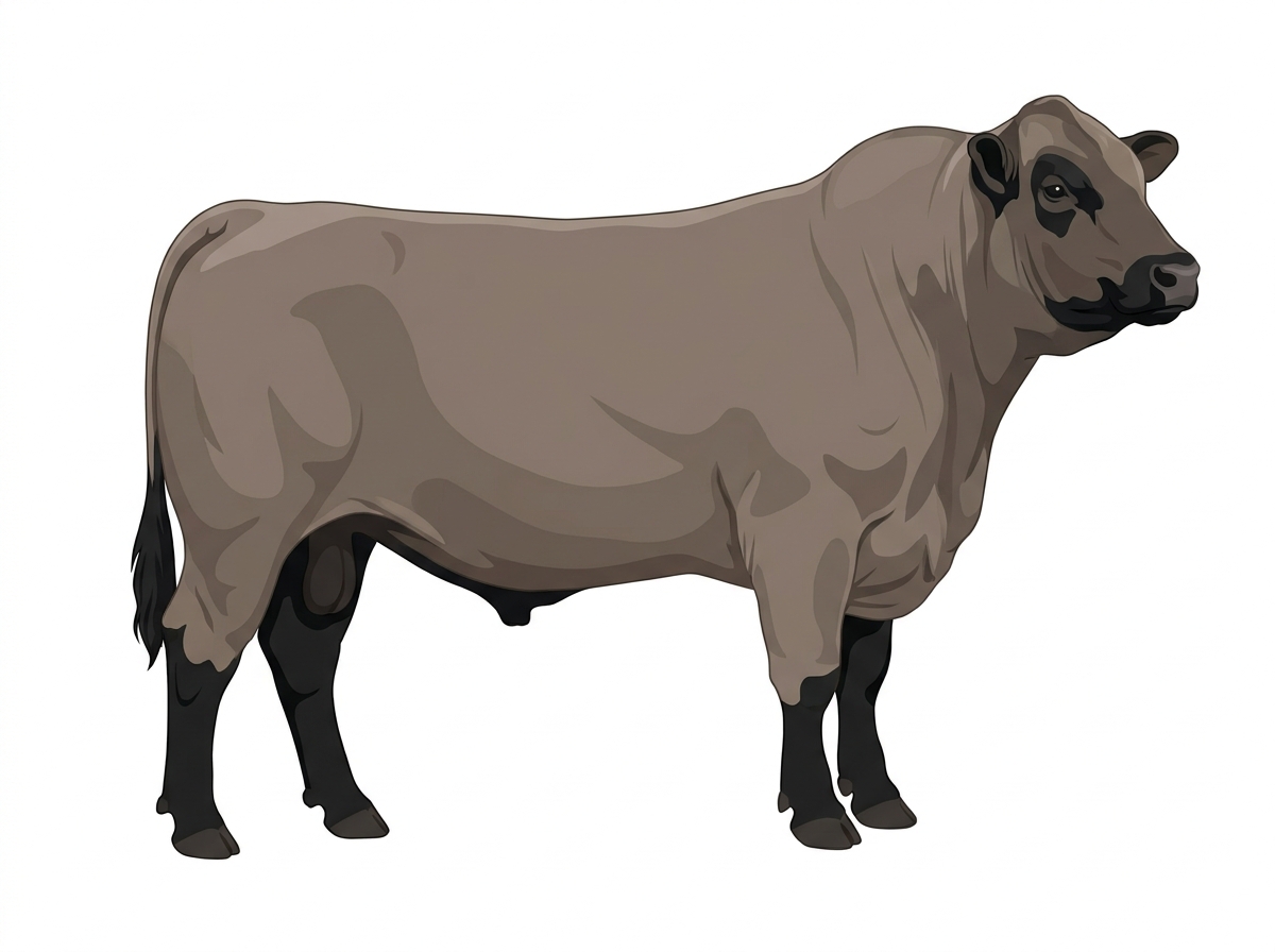 Gray with black points Simmental Cross Bull