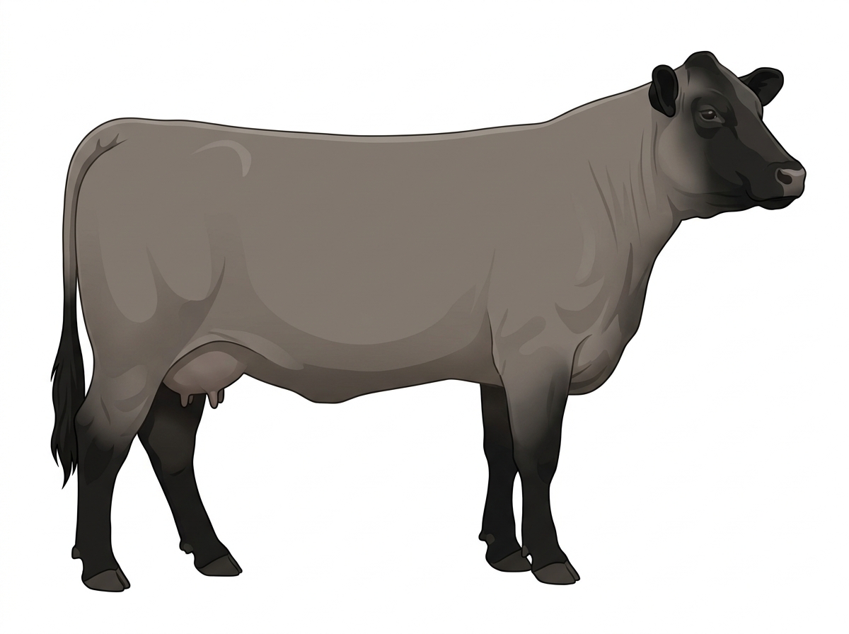Gray with black points Simmental Cross Cow