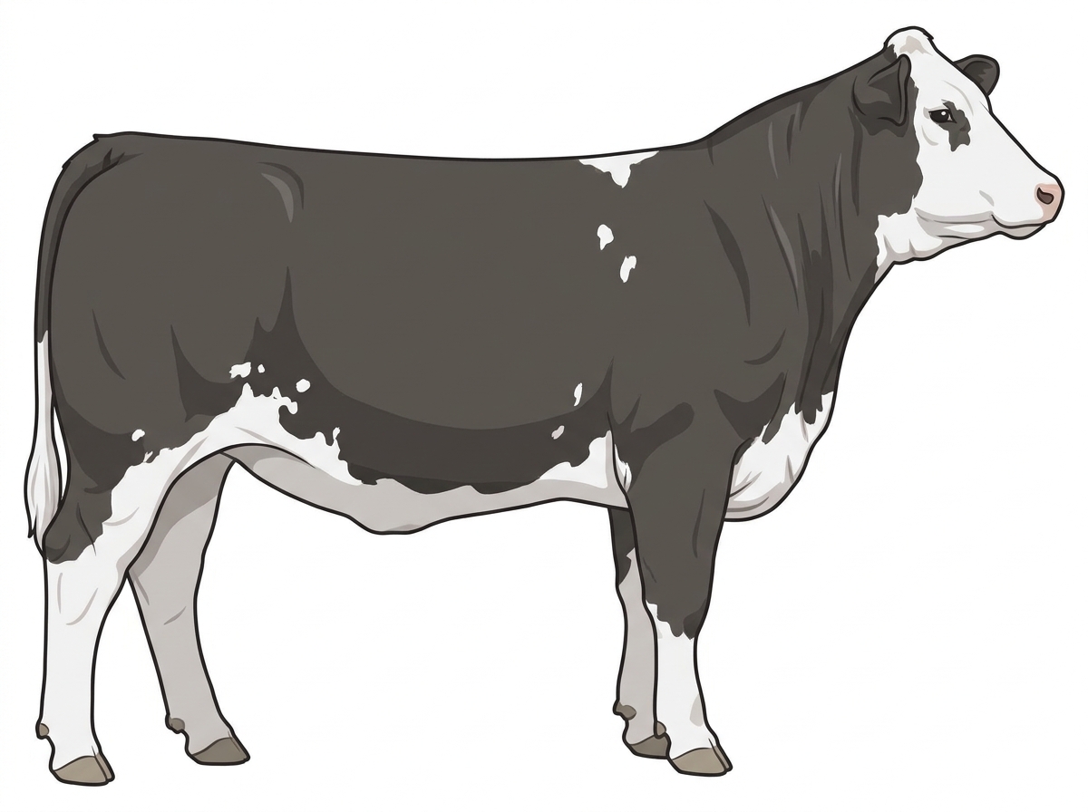 Light blue roan with a white face and a few white spots Simmental Cross Heifer