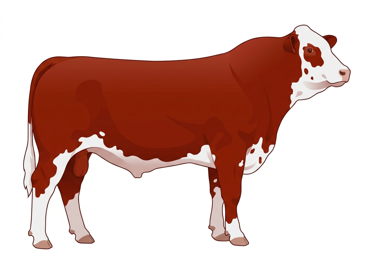 Red with a few white spots Simmental Cross Bull
