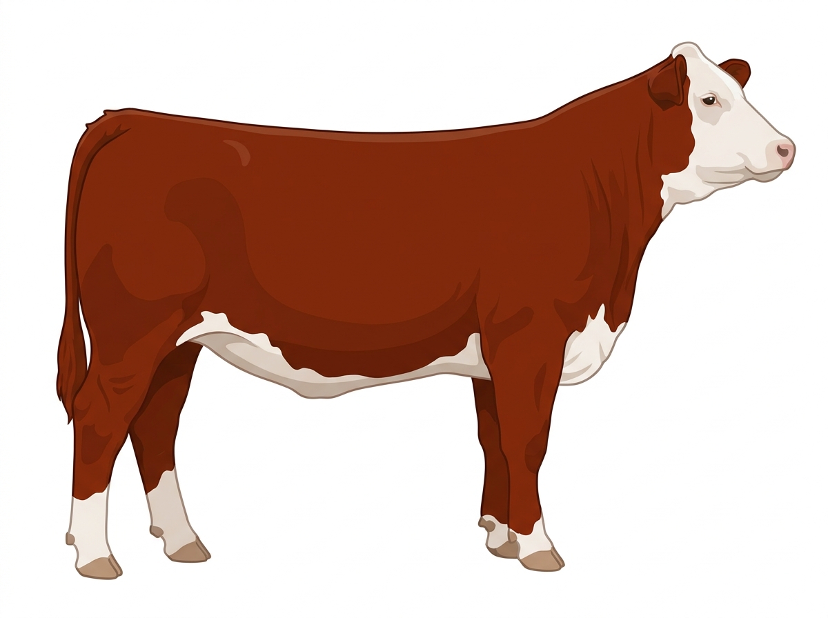Red with a partial white face Simmental Cross Heifer