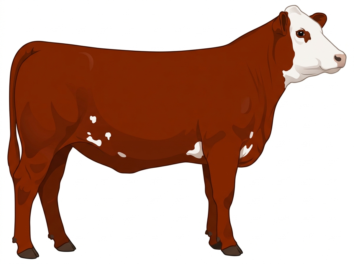 Red with a white face and a few white spots Simmental Cross Heifer