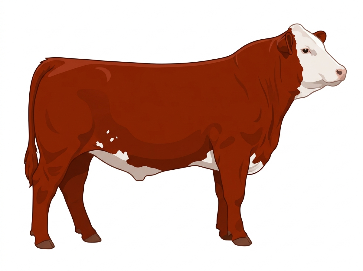 Red with a white face and a few white spots Simmental Cross Steer