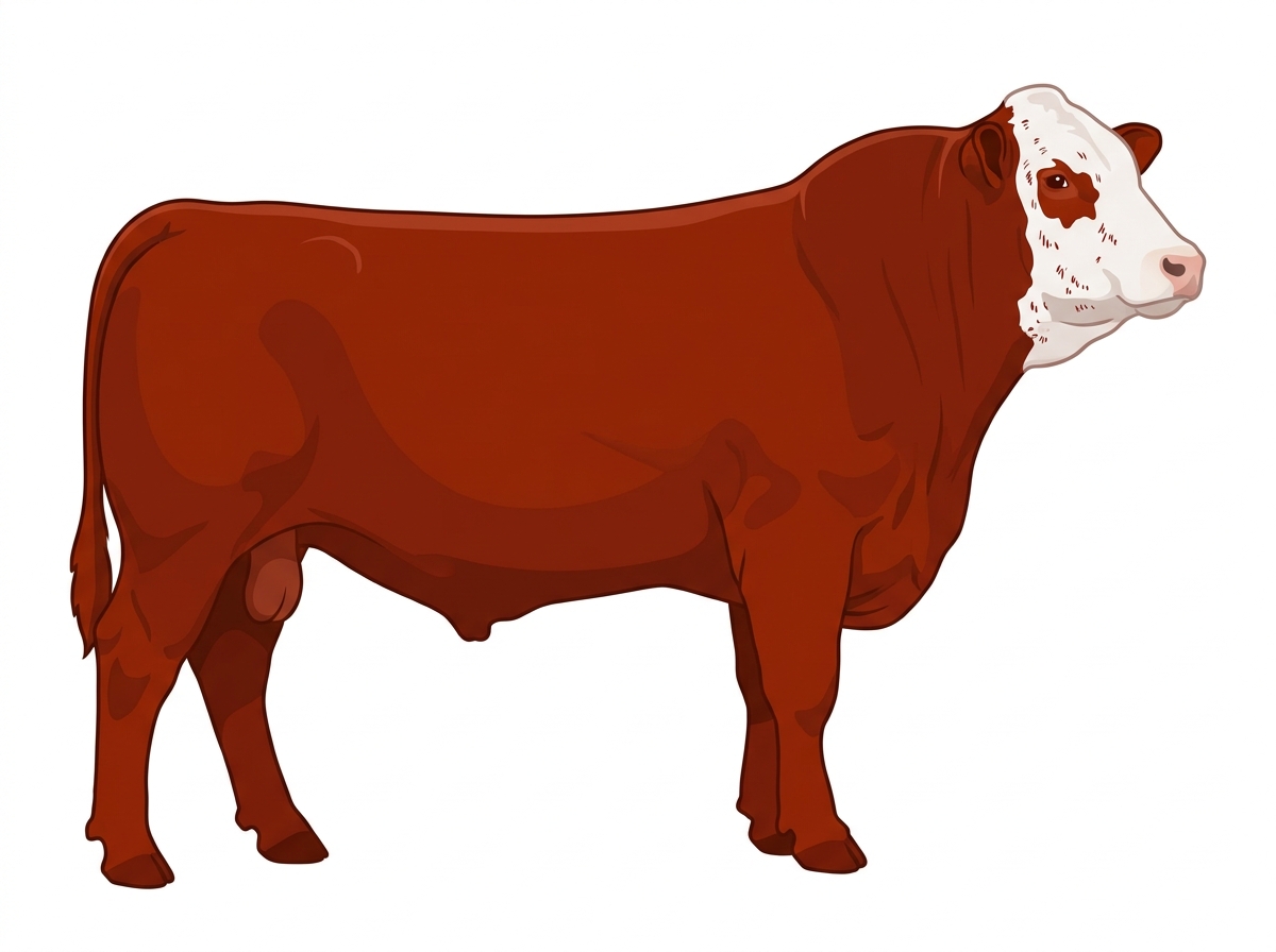 Red with a white face and ticking in the white Simmental Cross Bull