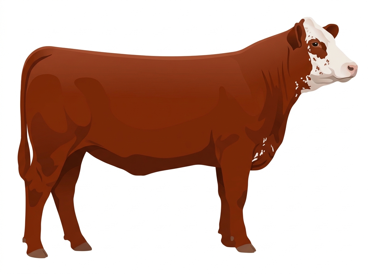 Red with a white face and ticking in the white Simmental Cross Heifer
