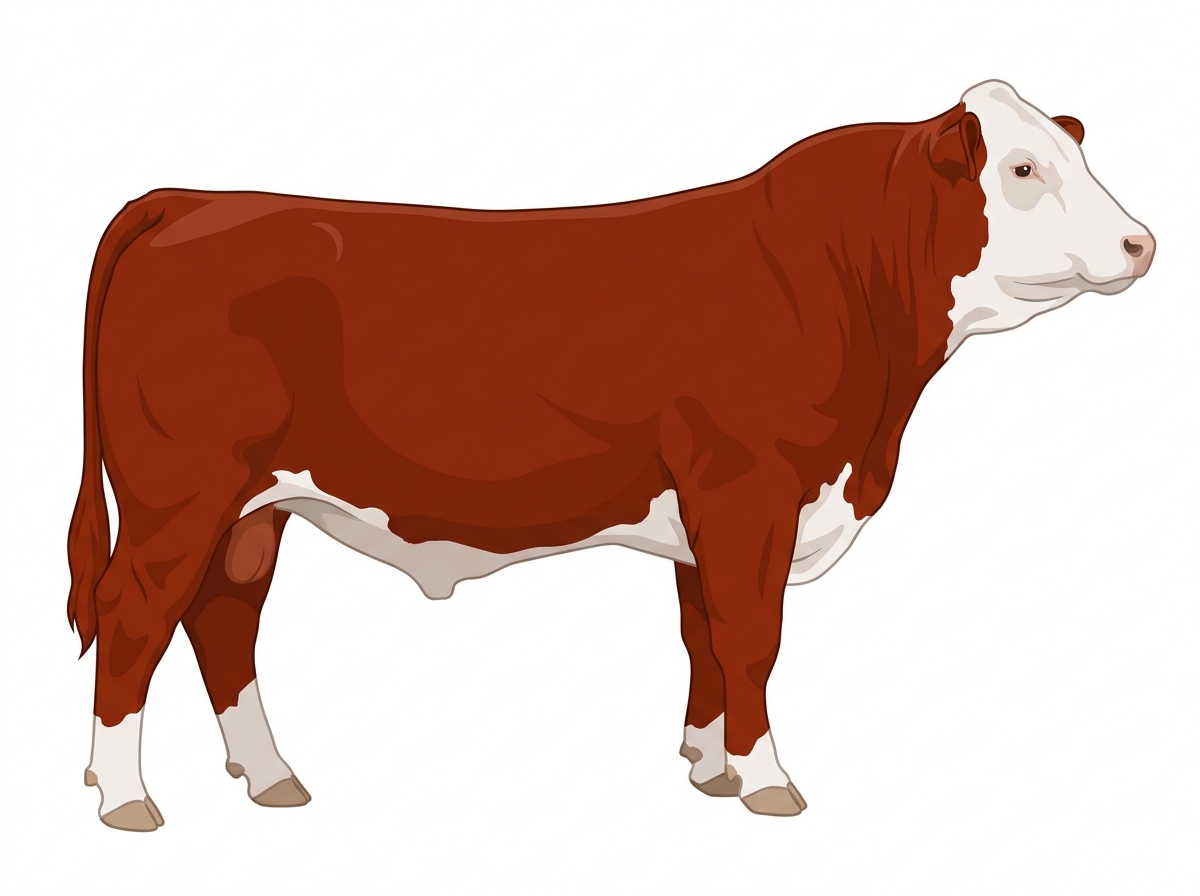 Red with a white face and white spots Simmental Cross Bull