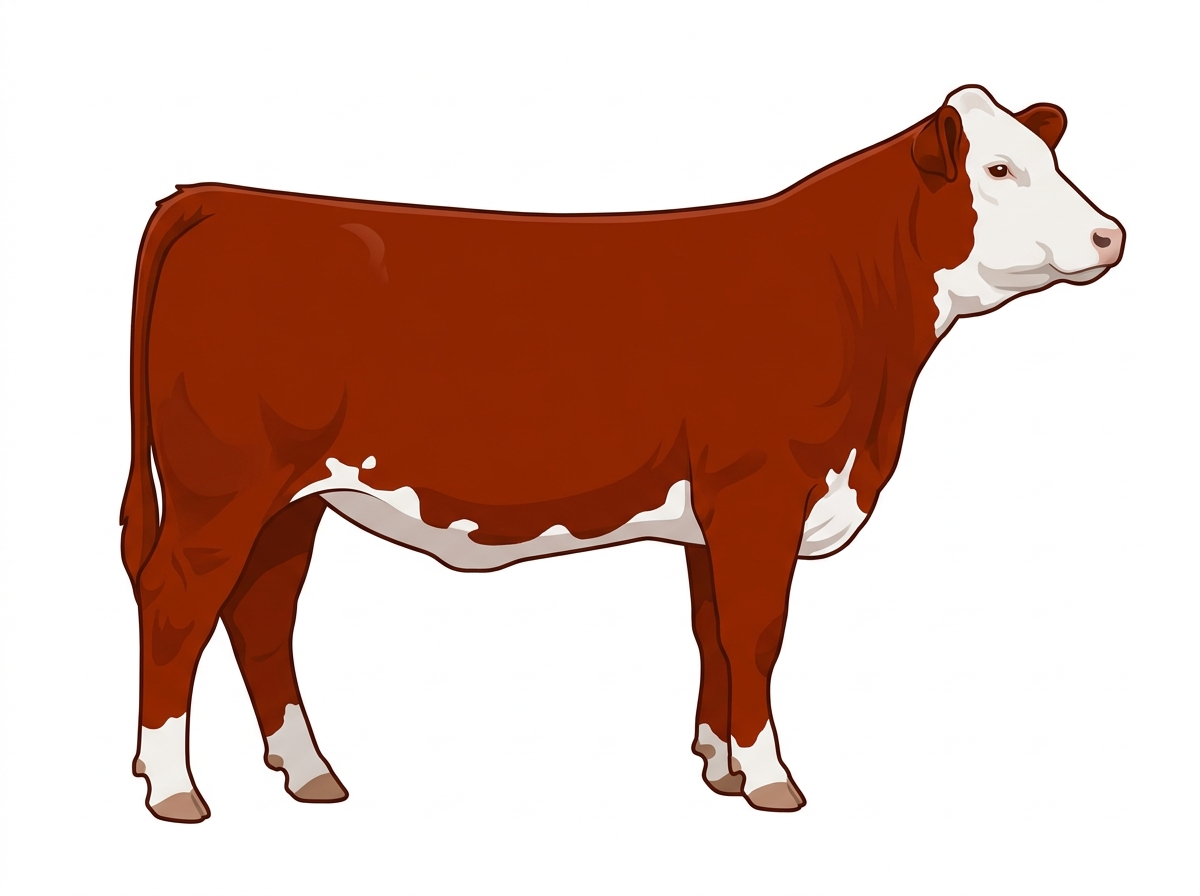 Red with a white face and white spots Simmental Cross Heifer