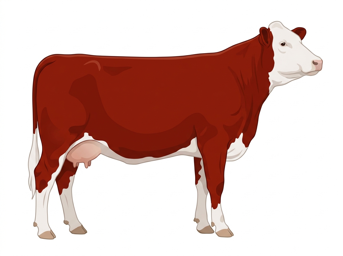 Red with a white face Simmental Cross Cow