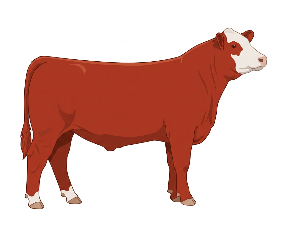 Red with partial white face Simmental Cross Steer