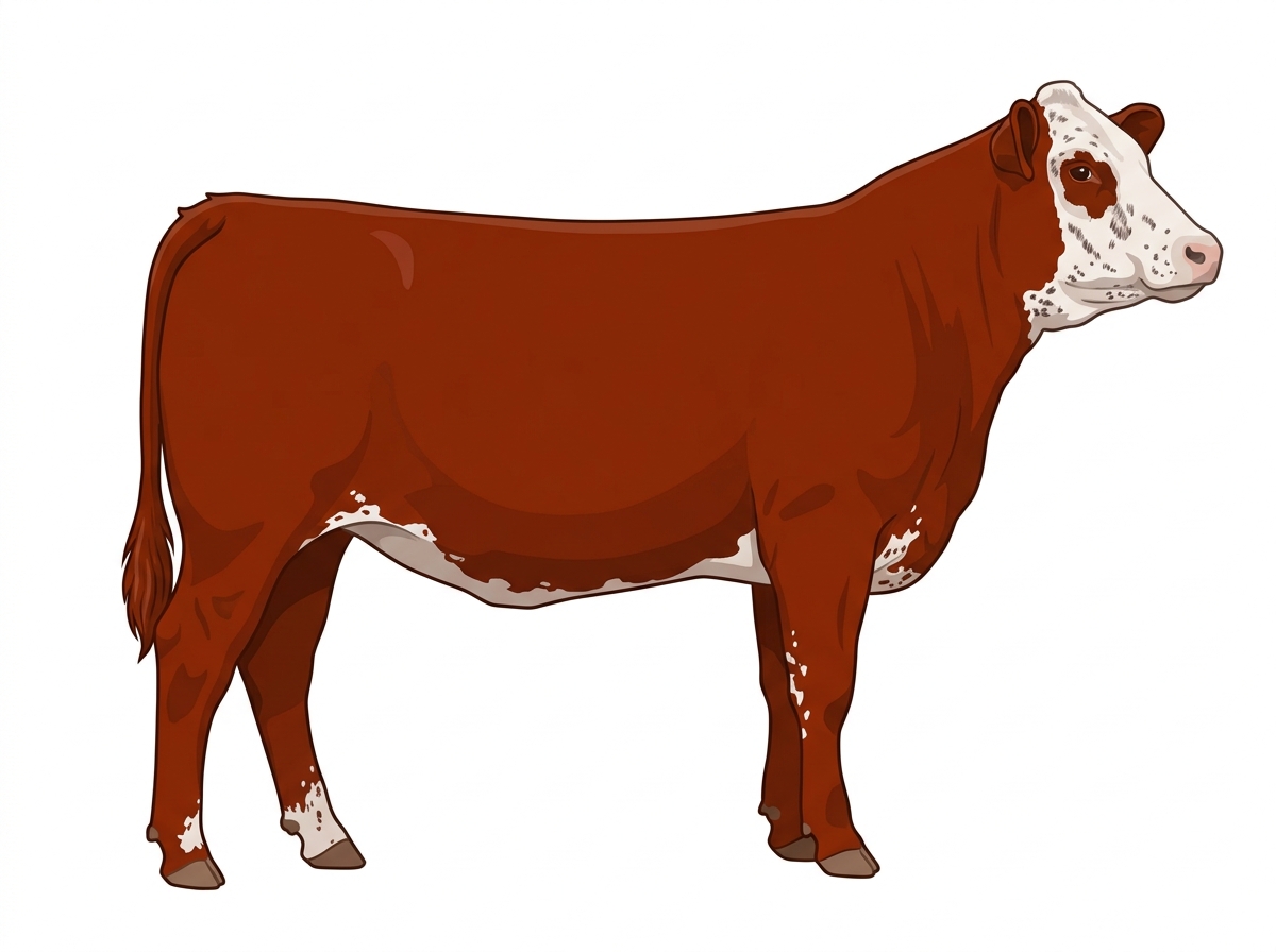 Red with partial white face with ticking Simmental Cross Heifer