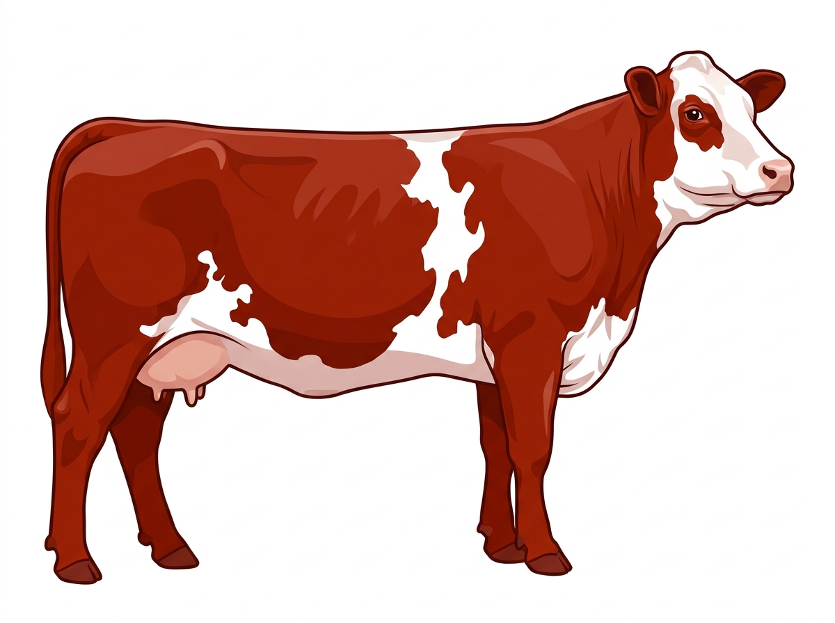 Red with white spots Simmental Cross Cow